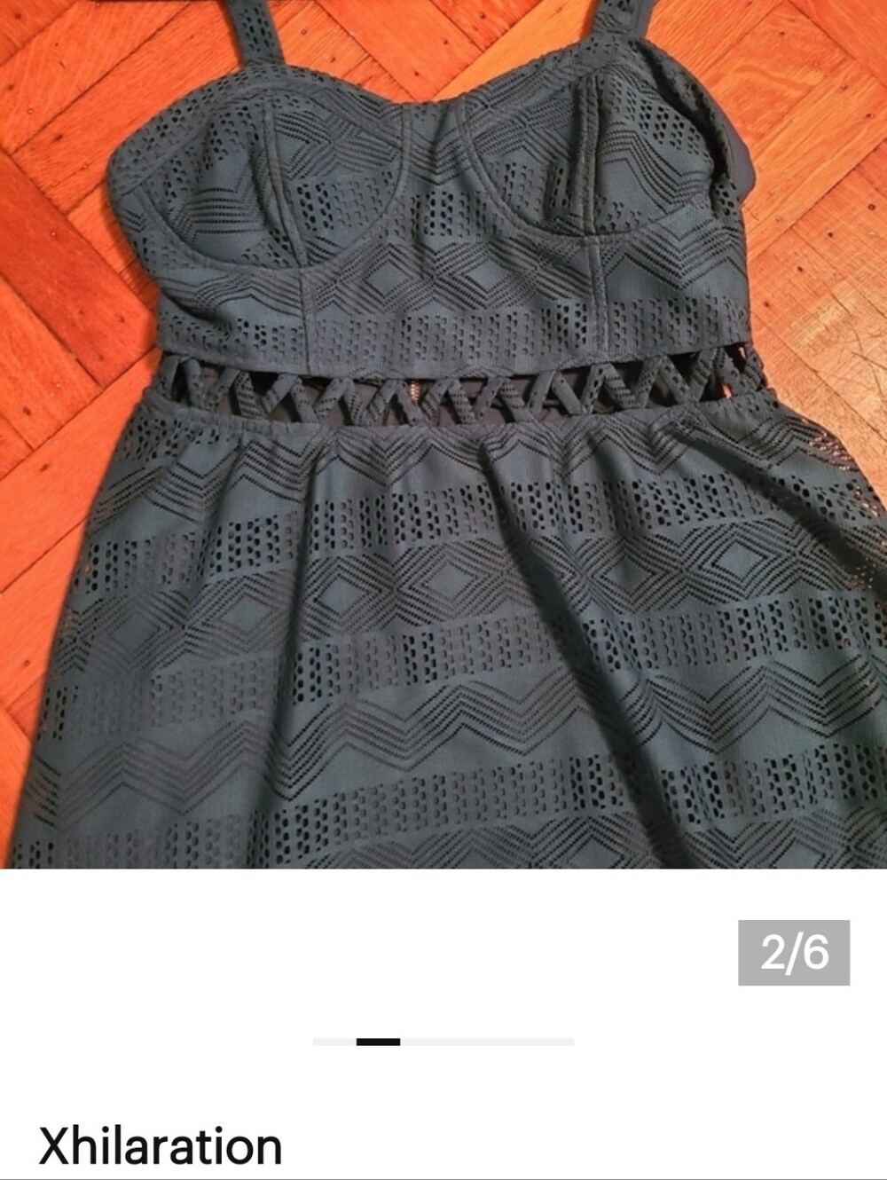 Xhilaration Teal Lace A-Line Dress - Picture 3 of 7